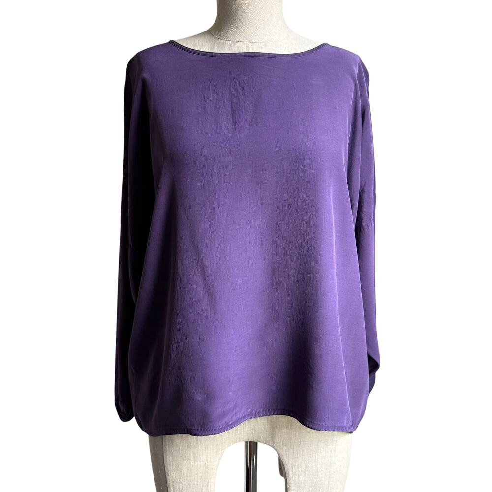 Eileen Fisher Vintage Purple Silk Blouse Women’s S/M Minimalist Top